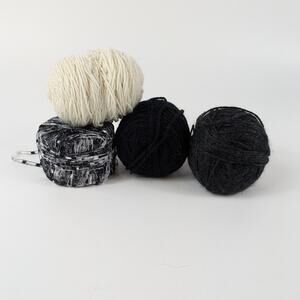 Black White Fiber Lot Bundle Specialty Yarn Thread Craft Knit Crochet Embroider